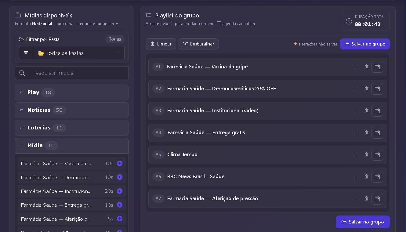 A group's playlist with available media on the left and the playlist on the right