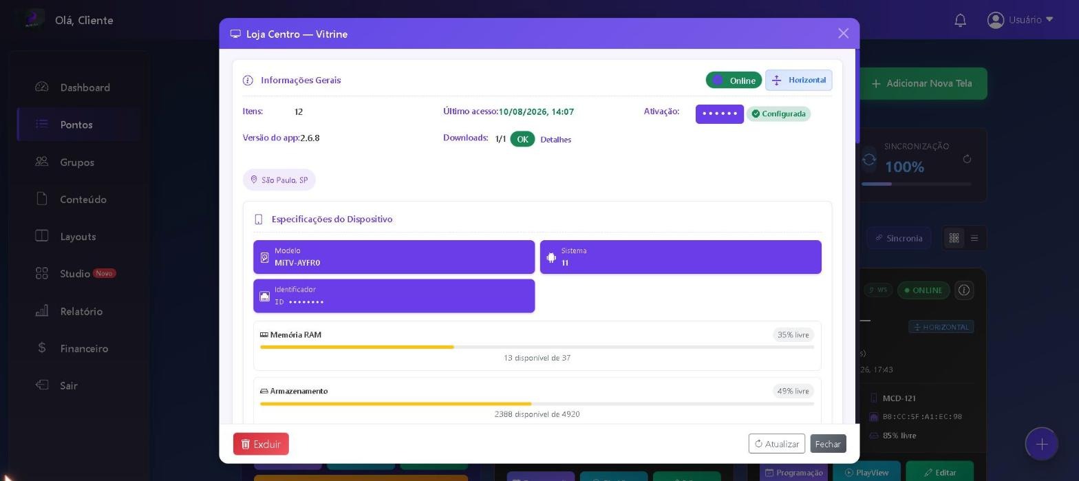 Detailed screen information