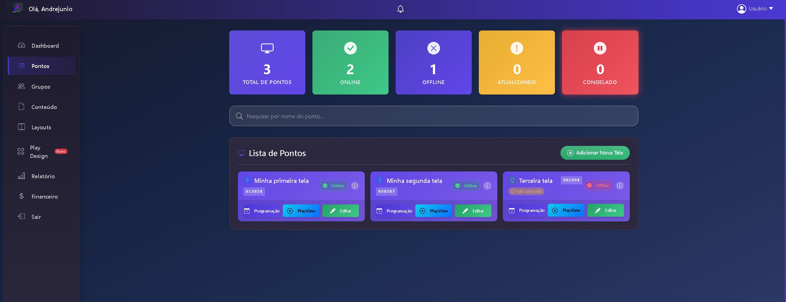 Gestão de pontos de exibição - monitoramento de telas digitais para mídia indoor
